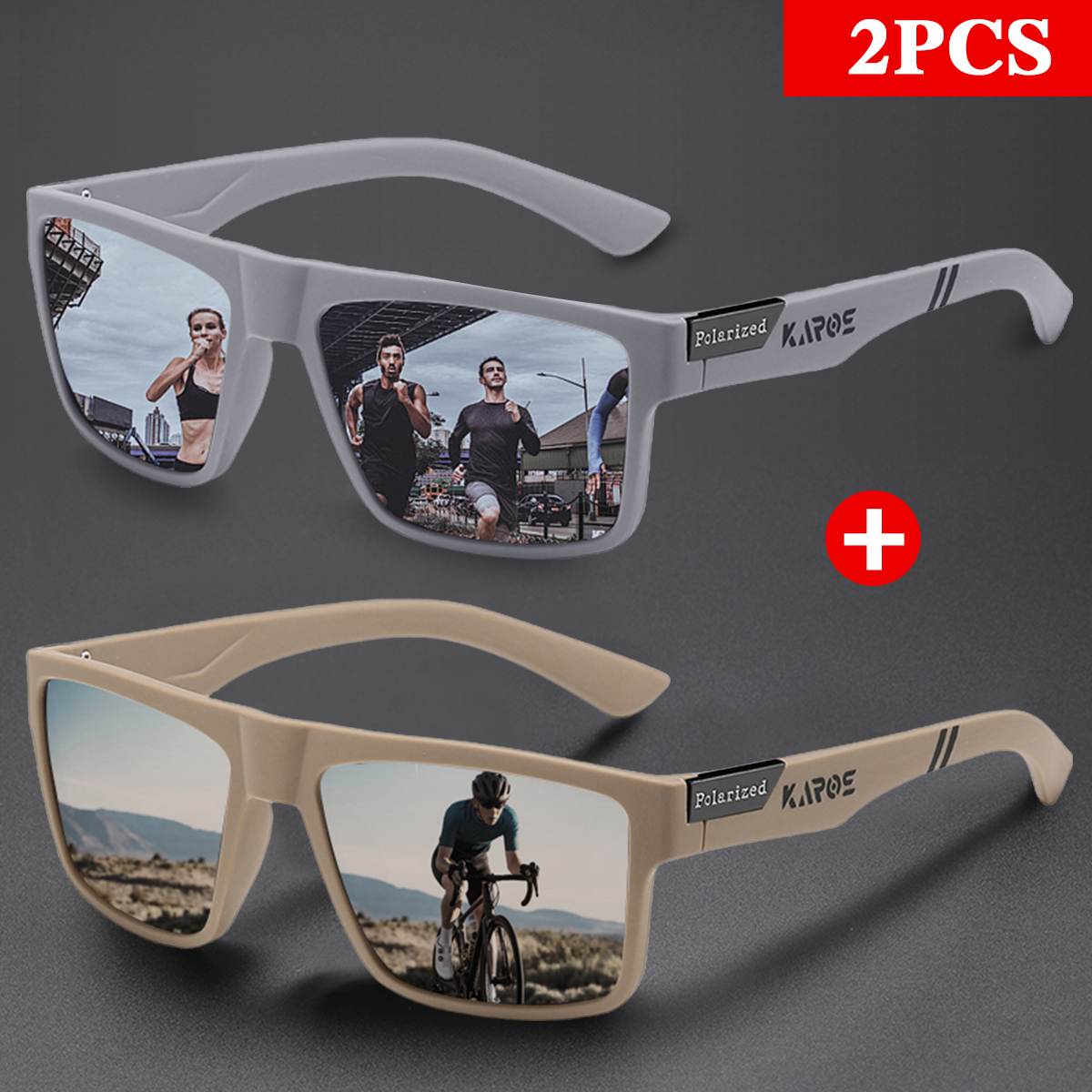 KAROS 2PCS Retro Square Polari - Fishing Sunglasses Polarized ulasan dan harga