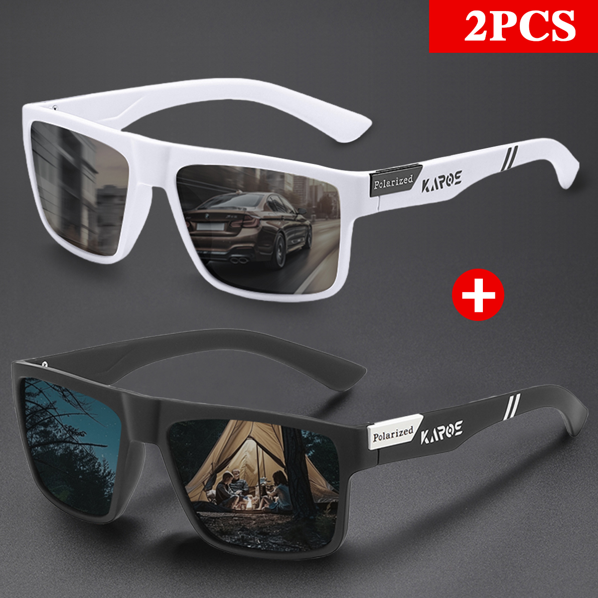 KAROS 2PCS Retro Square Polari - Fishing Sunglasses Polarized ulasan dan harga