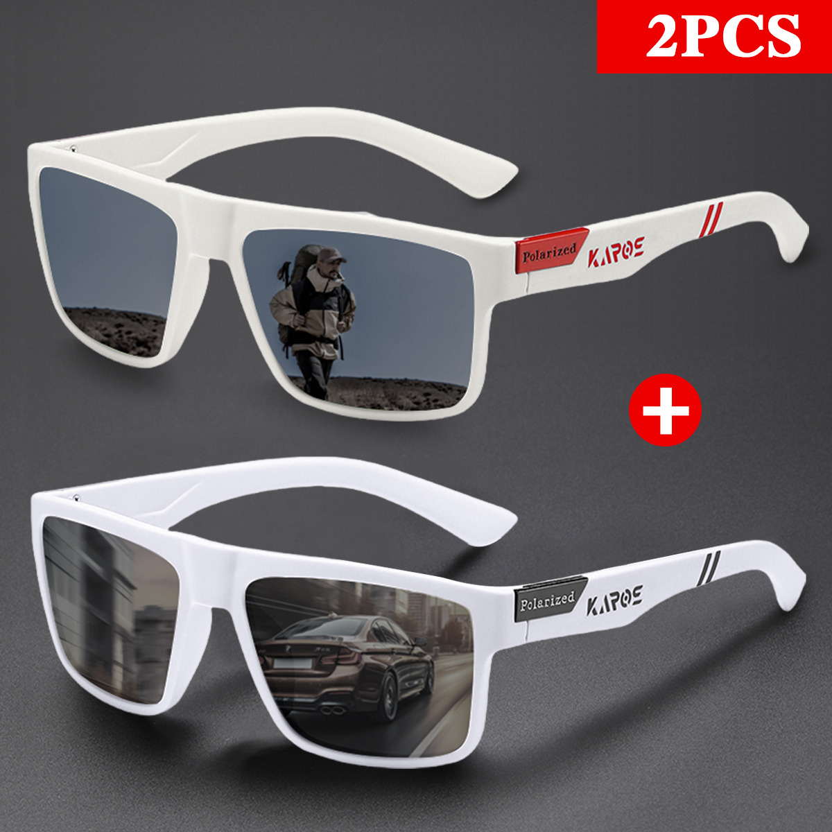 KAROS 2PCS Retro Square Polari - Fishing Sunglasses Polarized ulasan dan harga
