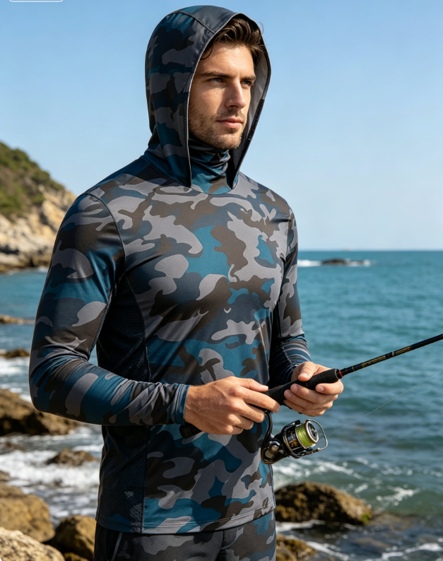 Long Sleeve Fishing Shirts Men - Fishing Mask Sun Protection ulasan dan harga