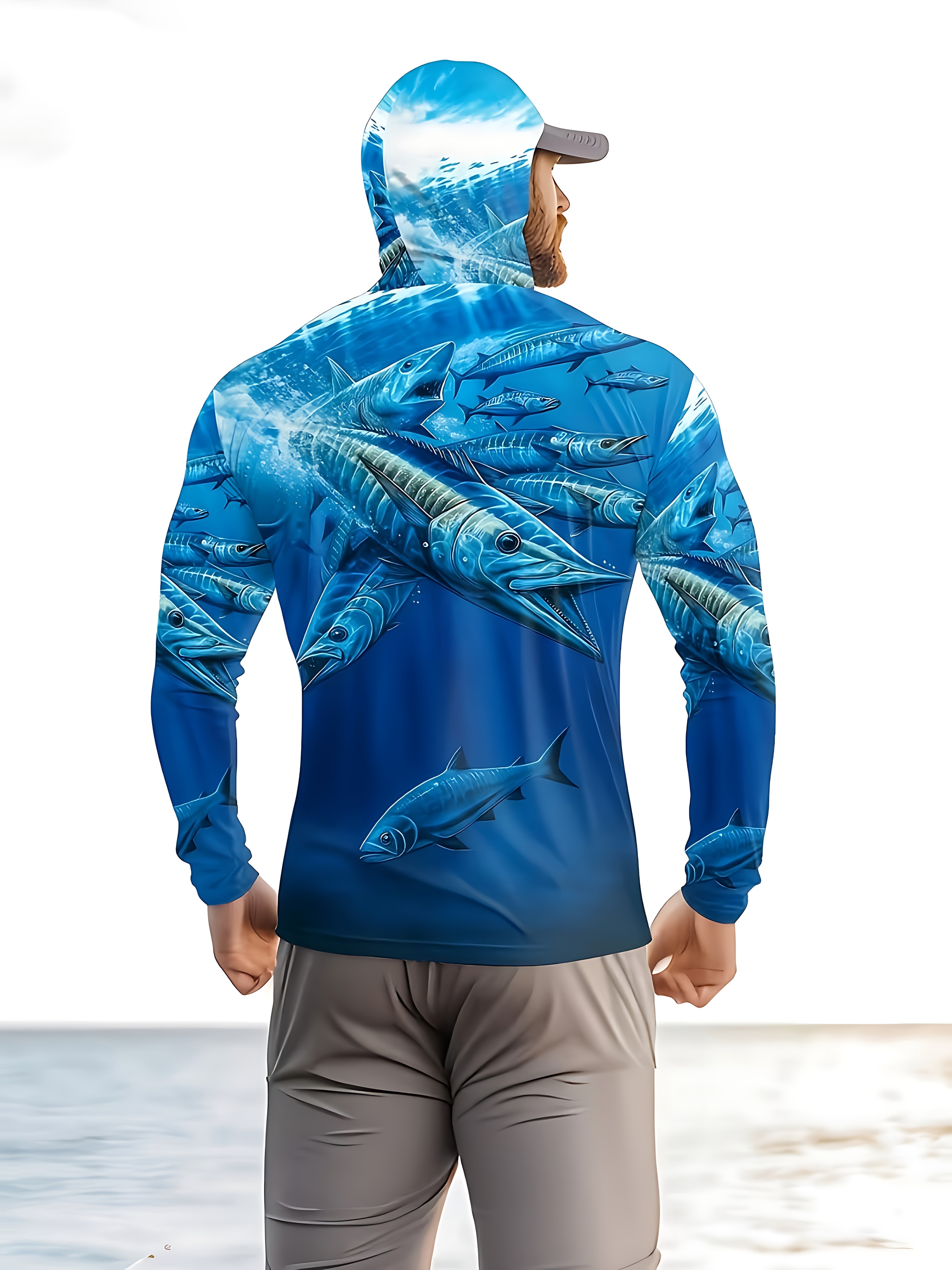 Fishing Shirt Hooded Men Fishi - Fishing Hoodie ulasan dan harga