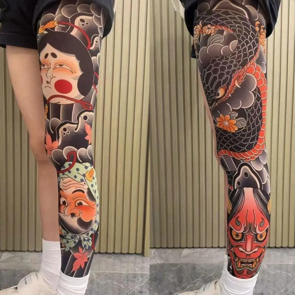 New Full Leg Fake Tattoo Socks - Fishing Socks ulasan dan harga