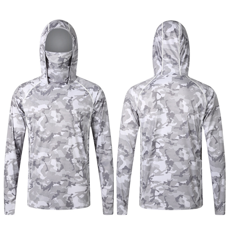Camouflage Fishing T-shirt wit - Fishing Shirt Uv Protection ulasan dan harga