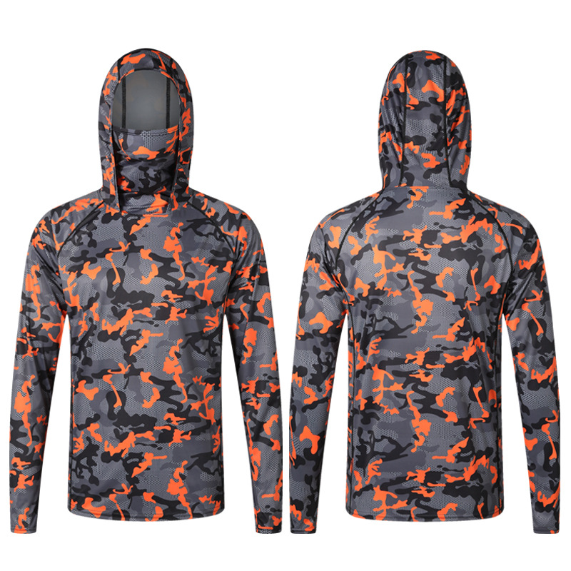 Camouflage Fishing T-shirt wit - Fishing Shirt Uv Protection ulasan dan harga