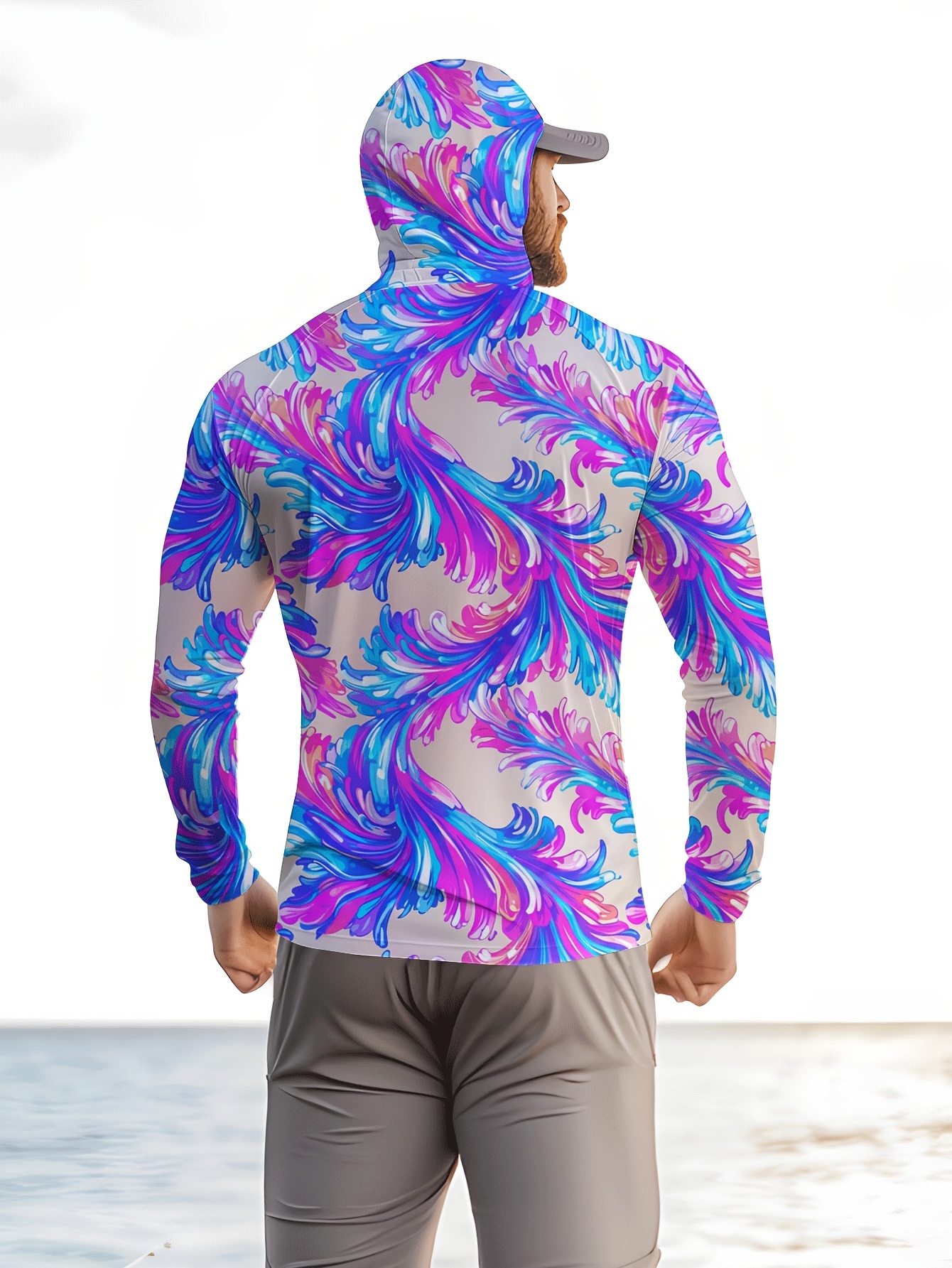 Men Hood Fishing Shirt long sl - Fishing Shirt Uv Protection ulasan dan harga