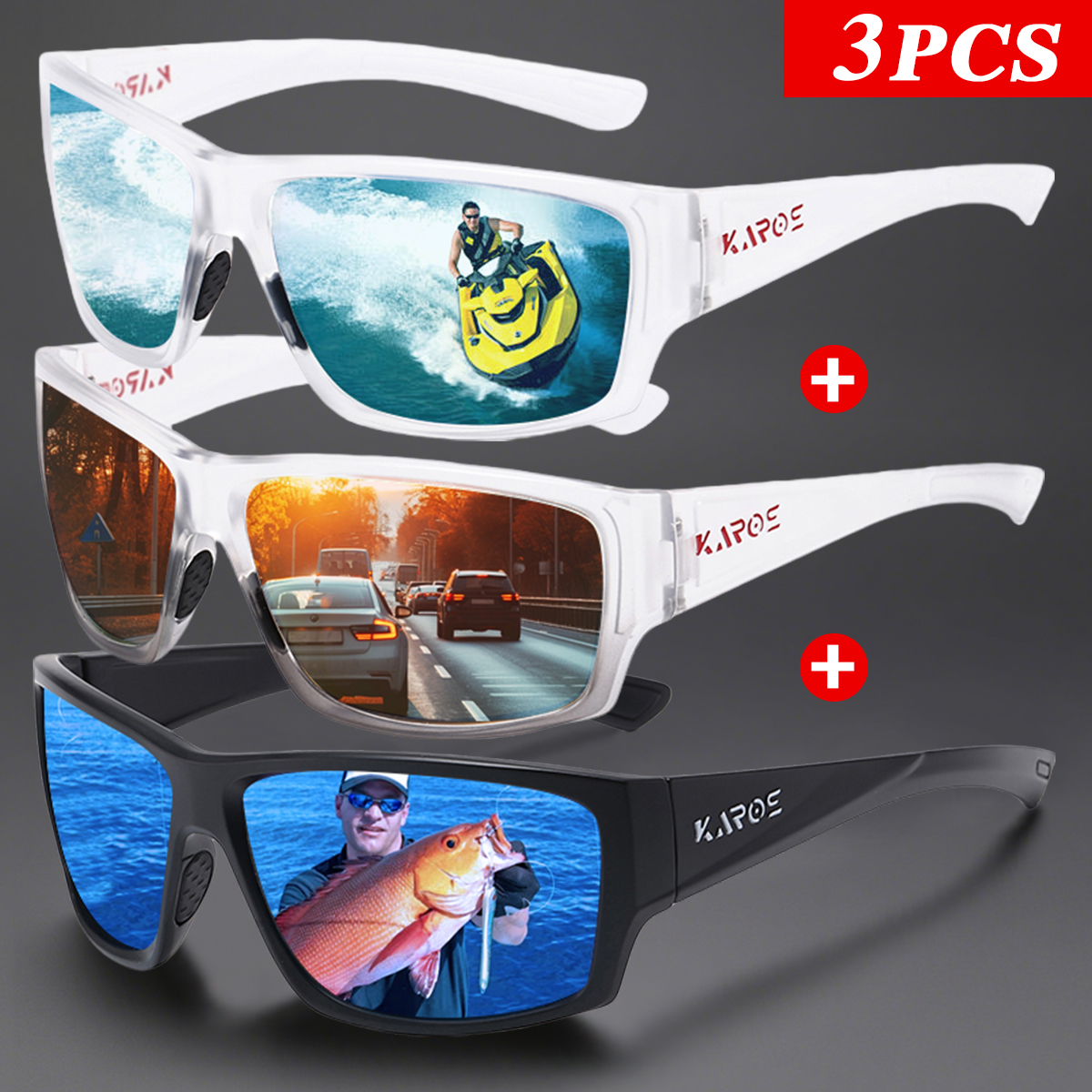 3Pcs/Set Karos Polarized Sungl - Fishing Sunglasses Polarized ulasan dan harga