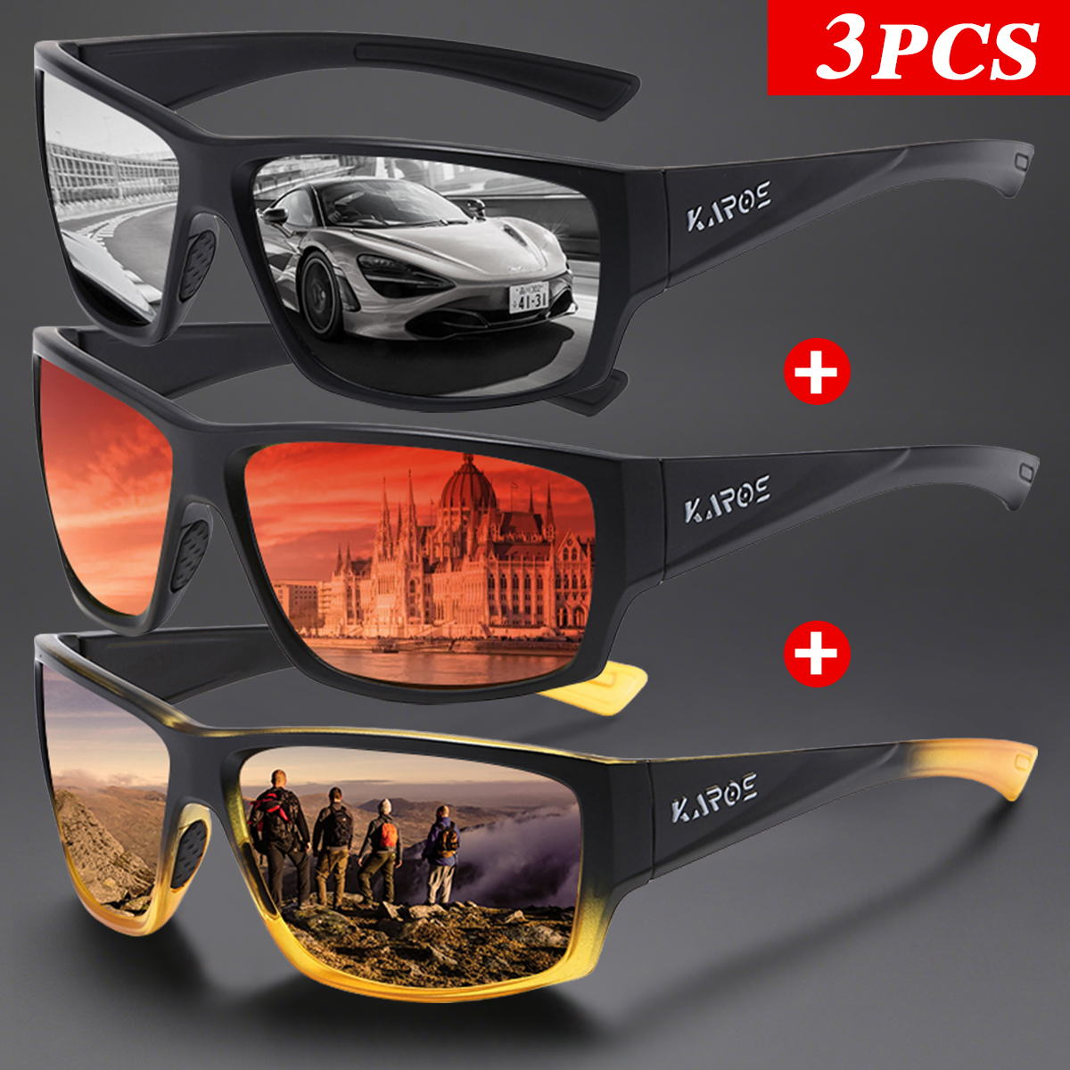 3Pcs/Set Karos Polarized Sungl - Fishing Sunglasses Polarized ulasan dan harga