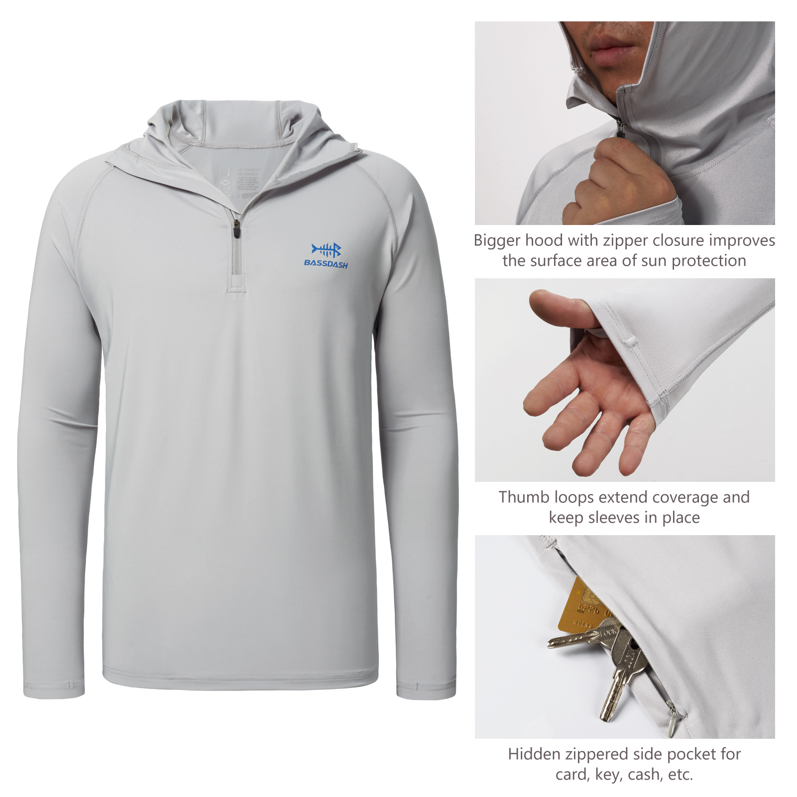 Bassdash Men’s UPF 50+ 1/4 Zip - Fishing Hoodie ulasan dan harga